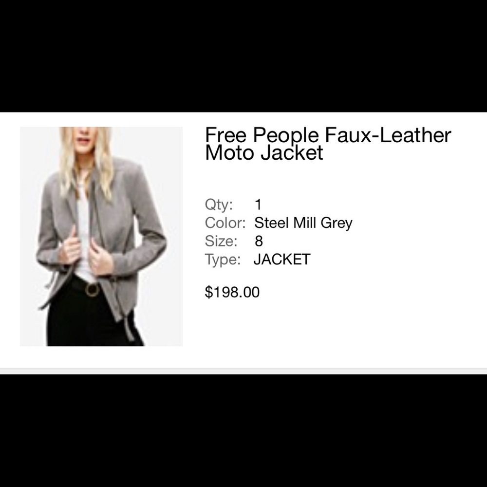 Free People Faux Leather Moto Jacket Grey